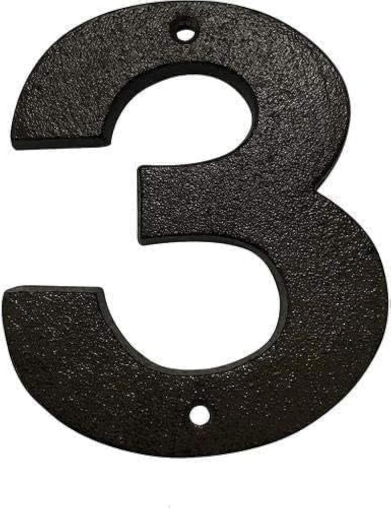 Pristine Address Numbers for House - House Numbers for Outside - Cast Iron 5 Inch Black House Numbers & Mailbox Numbers : Door Number 3 - Image 1